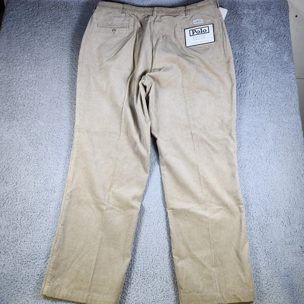 Polo Ralph Lauren Gordon‎ Corduroy Pants Mens 42x32 Beige Pleated  Classic